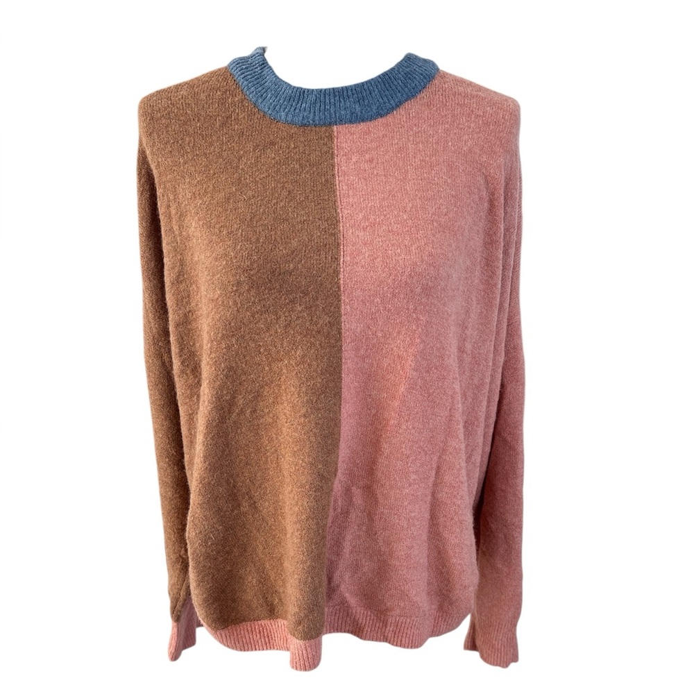 Madewell Colorblock Sweater in Orange and Brown